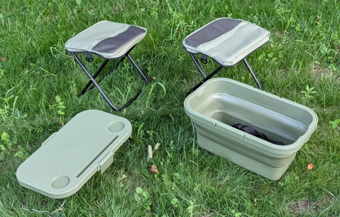 Collapsible Outdoor Storage Cooler and Stool Set - Photo 1 Collapsible Outdoor Storage Cooler and Stool Set - Photo 1