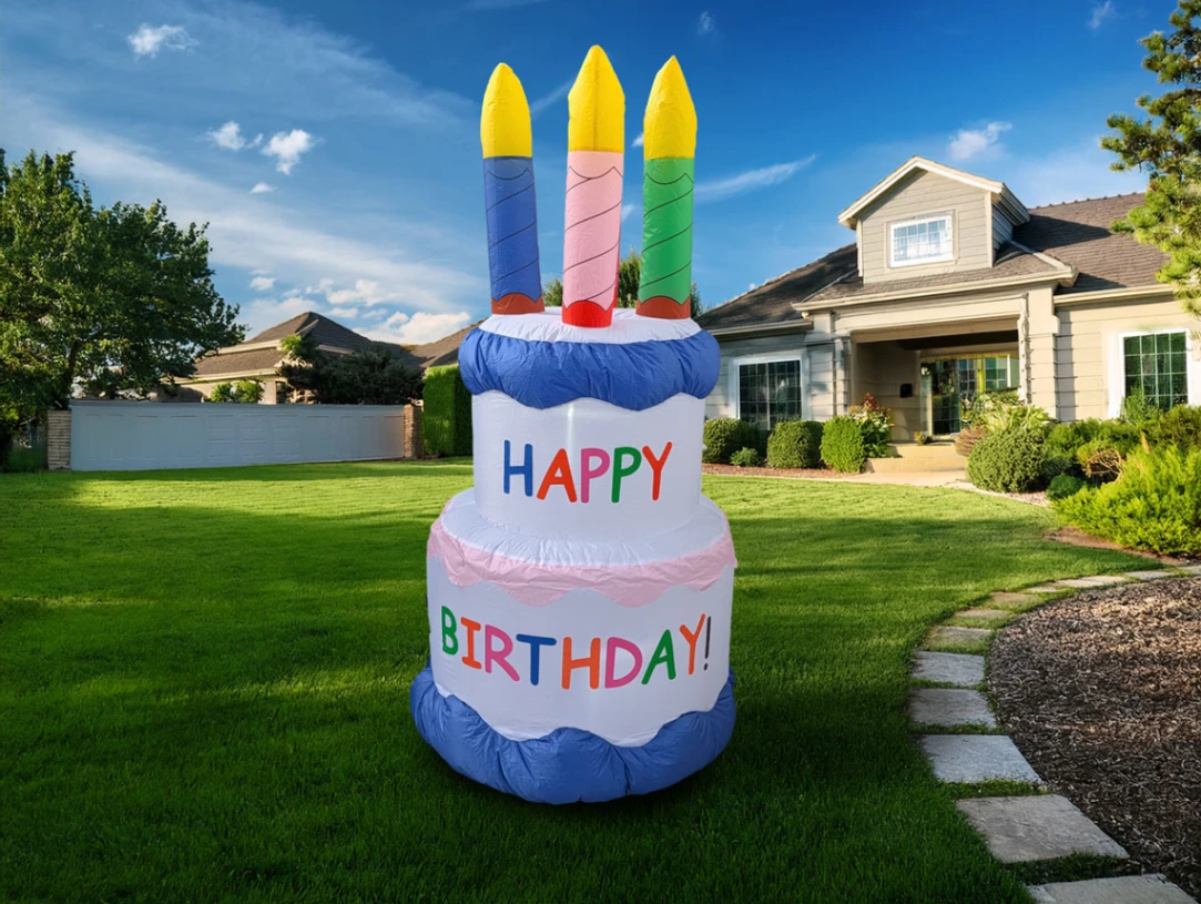 Jumbo Inflatable Happy Birthday Cake Yard Decoration - Photo 1 Jumbo Inflatable Happy Birthday Cake Yard Decoration - Photo 1